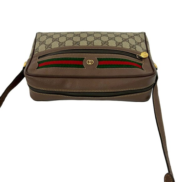 GUCCI Old Gucci Sherry Line GG Leather Shoulder Bag Brown 735-6 - Picture 4 of 10